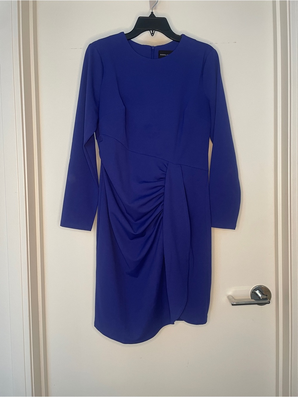 Donna Morgan Royal Blue Long Sleeve Ruched Side Dress